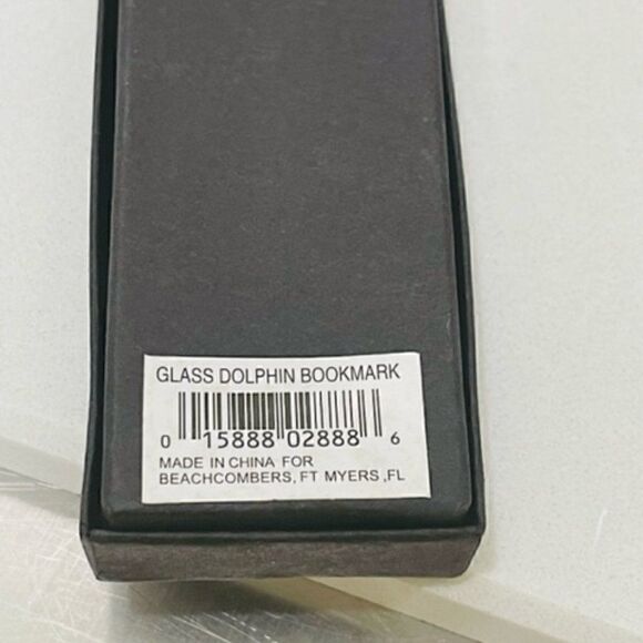 Art glass blue clear dolphin Bookmark New in Box 3.5" tall by 1.5" wide dolphin - Picture 6 of 6